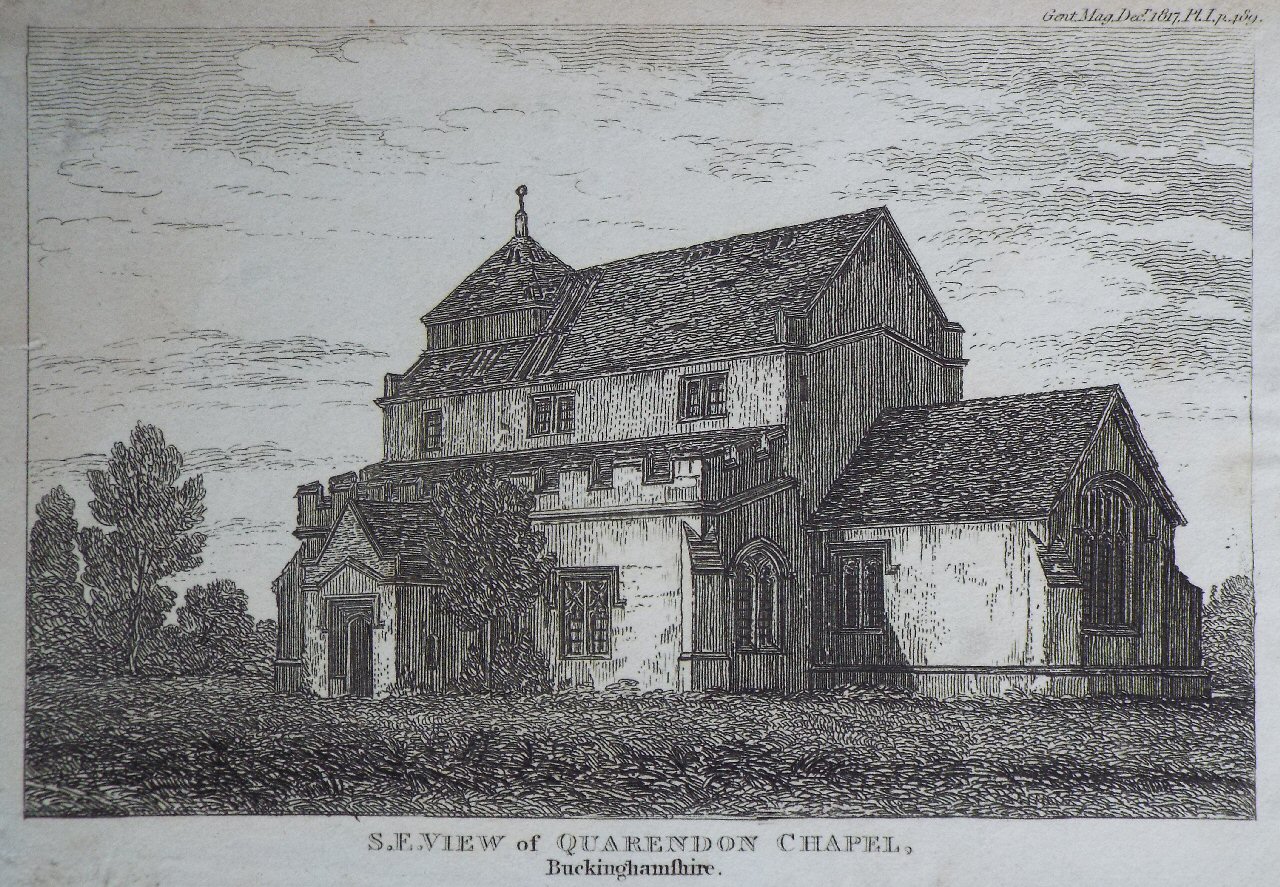 Print - S.E. View of Quarendon Chapel, Buckinghamshire.